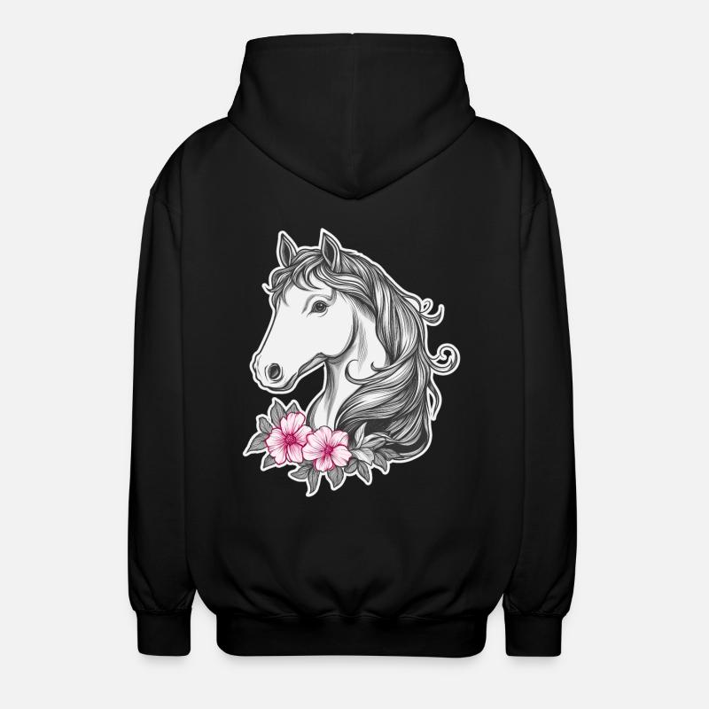 Pferd Kinder - Unisex Kapuzenjacke - Schwarz