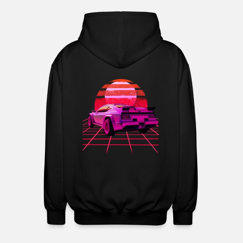 Retro Wave super Car Sunset - Unisex Kapuzenjacke - Schwarz