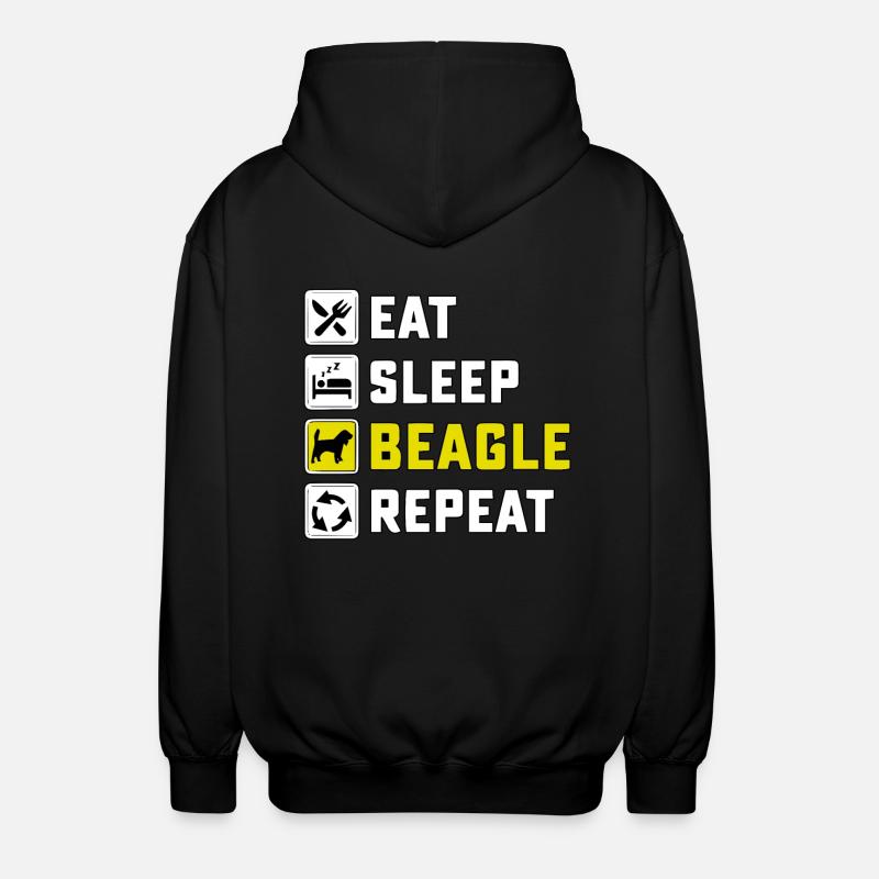 Mangez beagle sommeil répéter - Veste à capuche unisexe - noir
