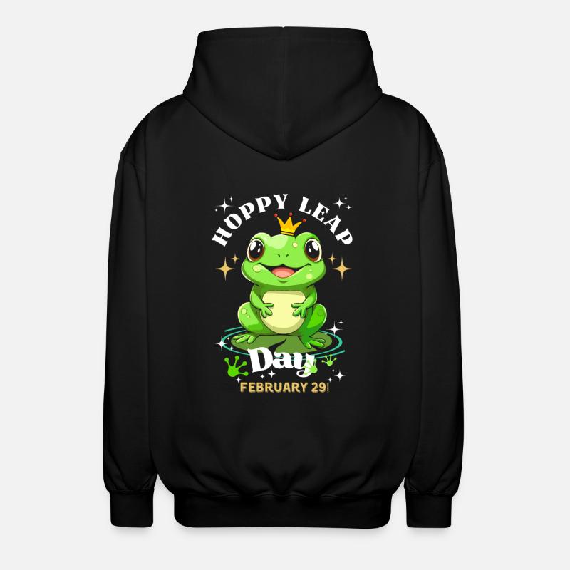 Hoppy leap day frog - Unisex Hooded Jacket - black