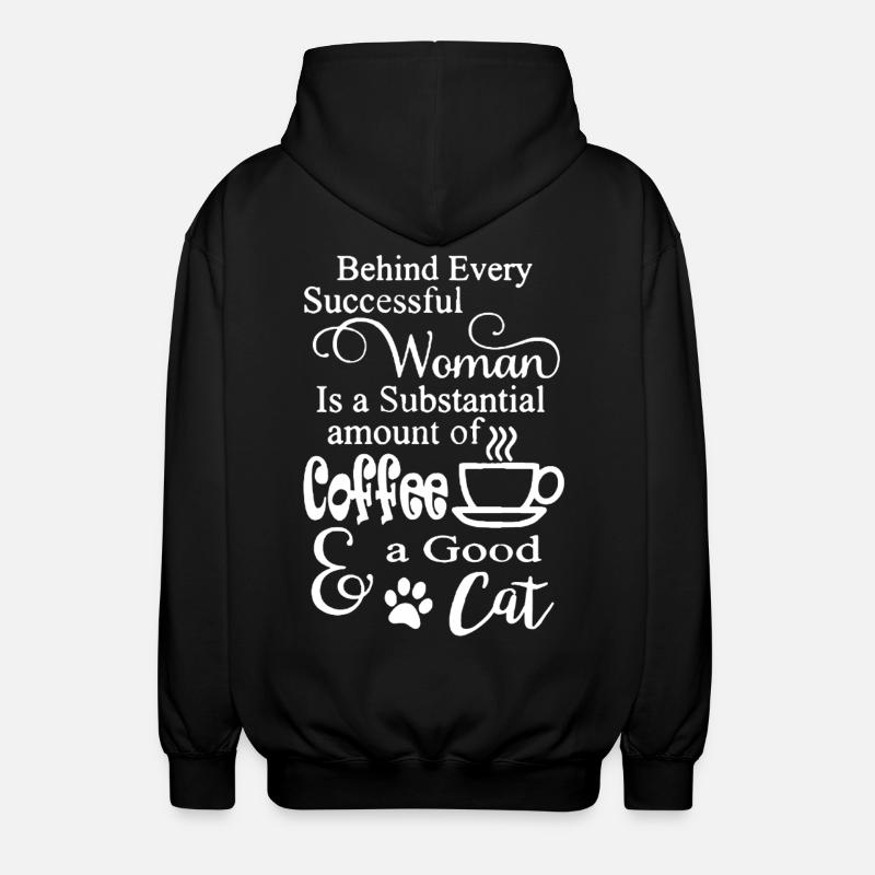 Love Coffee And Cat - Unisex Hooded Jacket - black