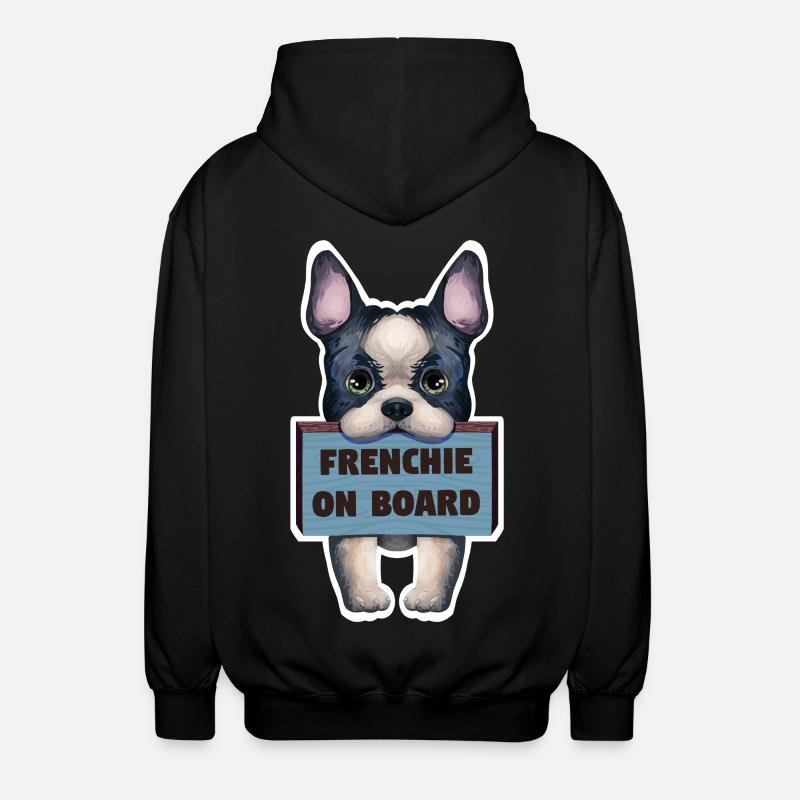 Sticker bouledogue français à bord - Veste à capuche unisexe - noir