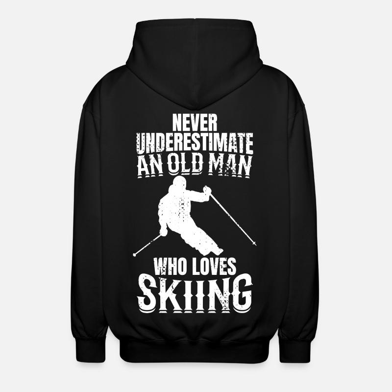 Skifahrer Opa - Unisex Kapuzenjacke - Schwarz
