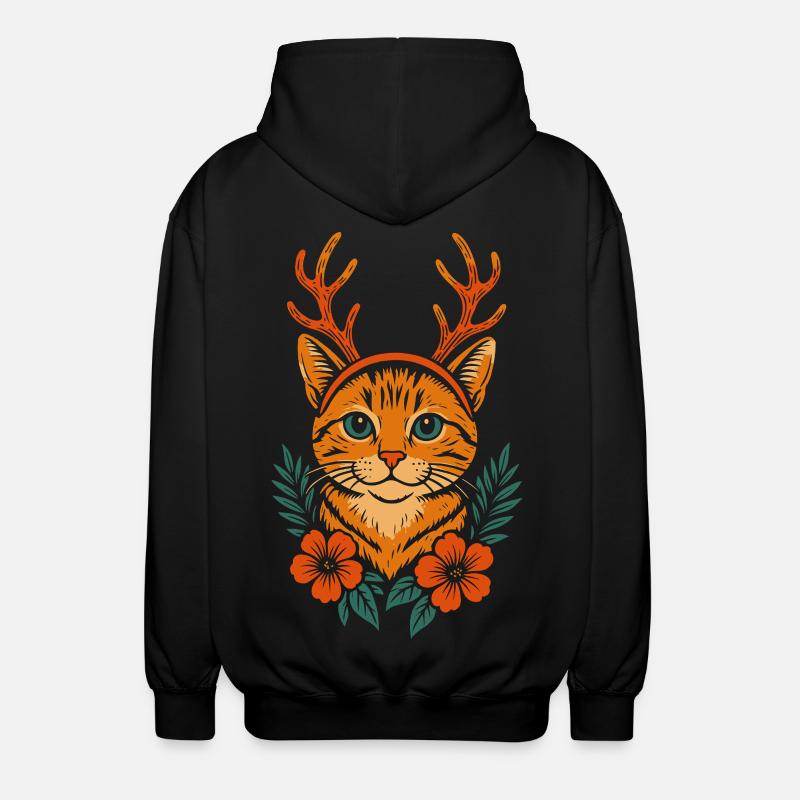 Cerf chat avec couronne de fleurs - Veste à capuche unisexe - noir