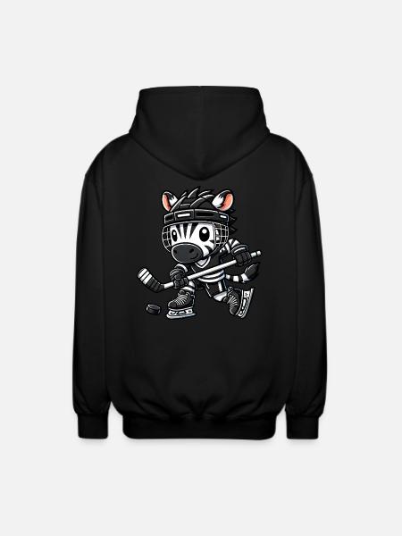Chibi-Zebra Hockeyspieler Eishockey - Unisex Kapuzenjacke - Schwarz