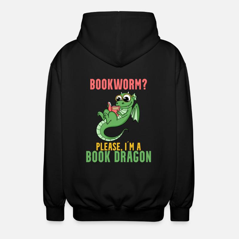 Bücher Drache Geschenk - Unisex Kapuzenjacke - Schwarz