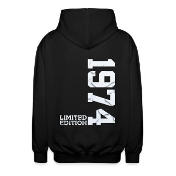 52. GEBURTSTAG LIMITED EDITION 1974 - Unisex Kapuzenjacke - Schwarz - Hinten - AI Model Male 185 light (185cm)