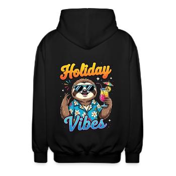 Urlaub Sommer Strand Urlauber Faultier Beachparty - Unisex Kapuzenjacke - Schwarz - Hinten - AI Model Male 185 light (185cm)