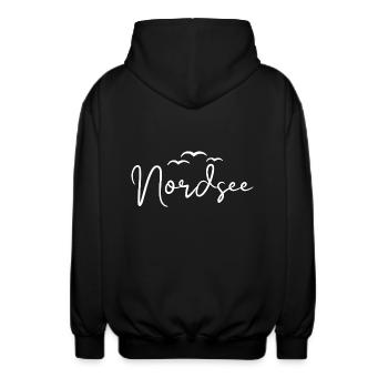 Nordsee Möwen - Unisex Kapuzenjacke - Schwarz - Hinten - AI Model Male 185 light (185cm)