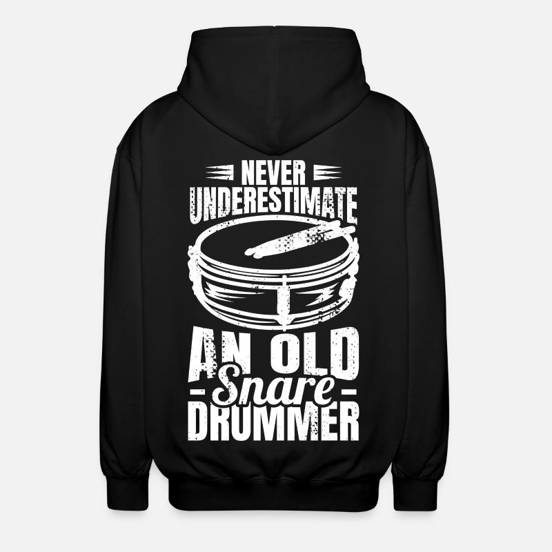 Never underestimate an old drummer - Unisex Hooded Jacket - black