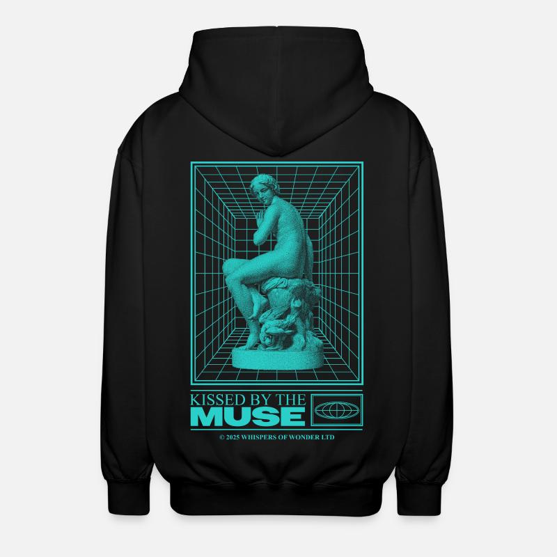 Neon statue in cyberspace - Unisex Hooded Jacket - black