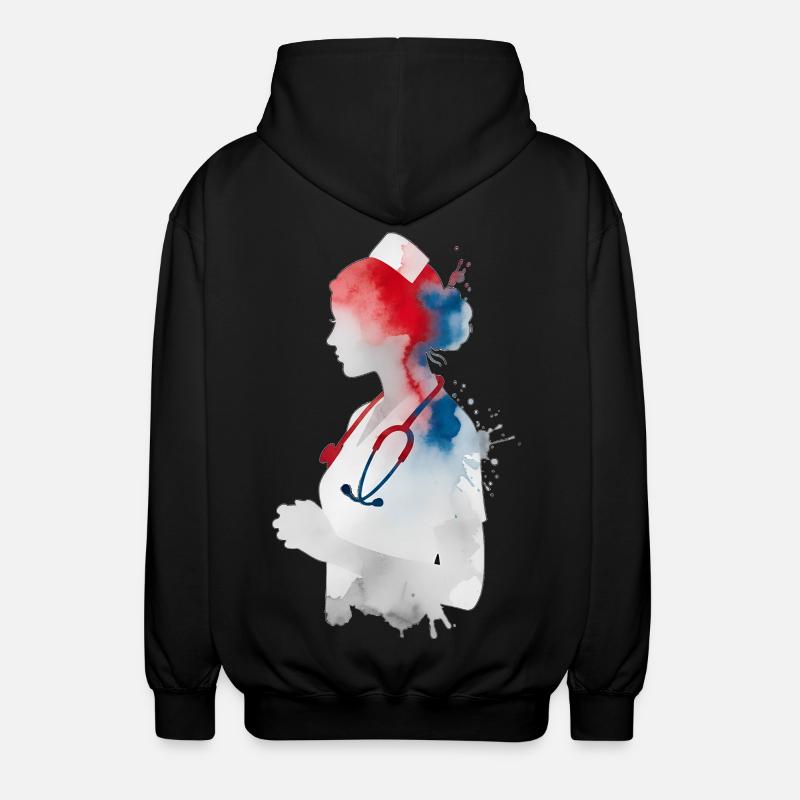 Infirmière Aquarelle Stéthoscope Infirmière - Veste à capuche unisexe - noir