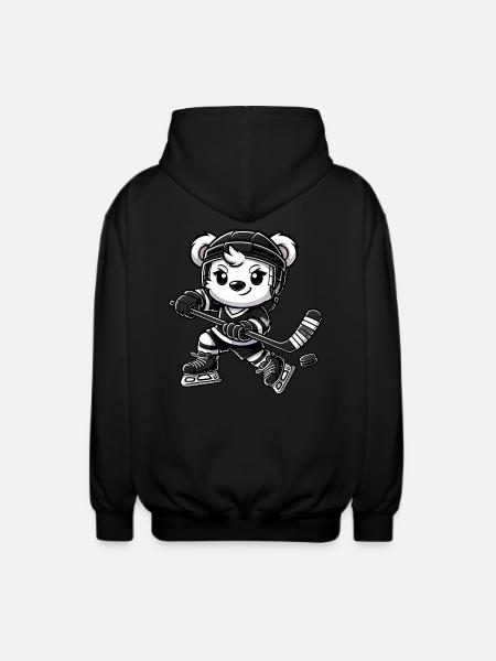 Eisbär Chibi Eishockeyspieler - Unisex Kapuzenjacke - Schwarz