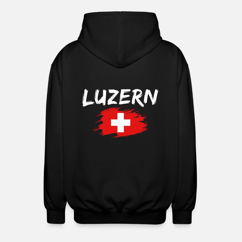 Lucerne Switzerland Flag - Unisex Hooded Jacket - black