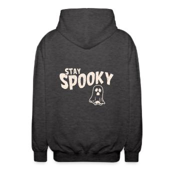 Bleib Gruselig Halloween Geist - Unisex Kapuzenjacke - Anthrazit - Hinten - AI Model Male 185 light (185cm)