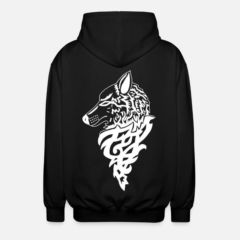 White Wolf, Forest Genius - Unisex Hooded Jacket - black