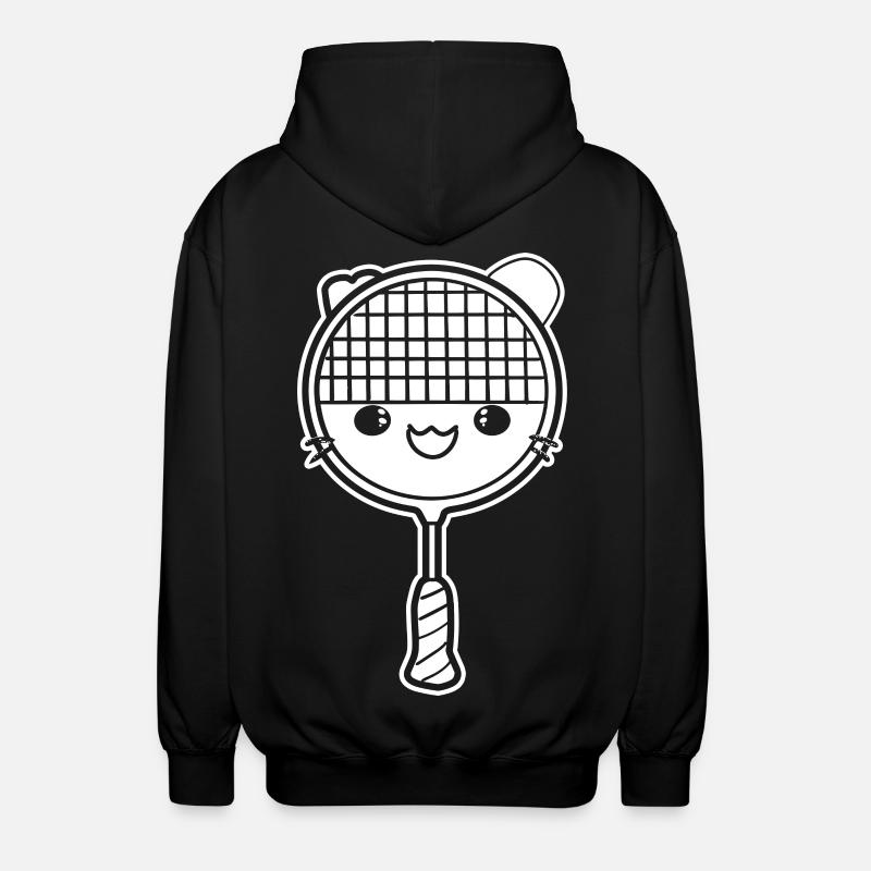 Badminton racket comic style - Unisex Hooded Jacket - black