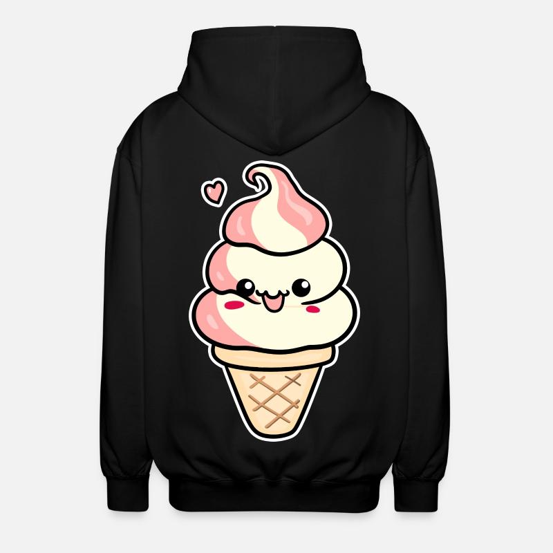Crème glacée de dessin animé - Veste à capuche unisexe - noir