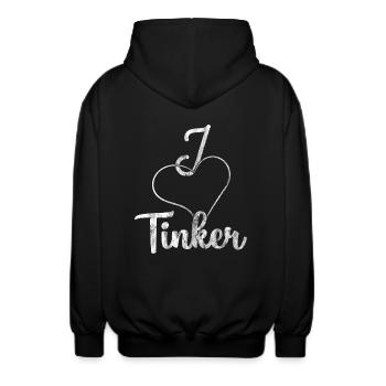 I love Tinker - Unisex Hooded Jacket - black - Back - AI Model Male 185 light (185cm)