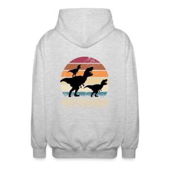 Papasaurus Dinosaure Enfants Dinos Cadeau - Veste à capuche unisexe - gris clair chiné - Dos - AI Model Male 185 light (185cm)