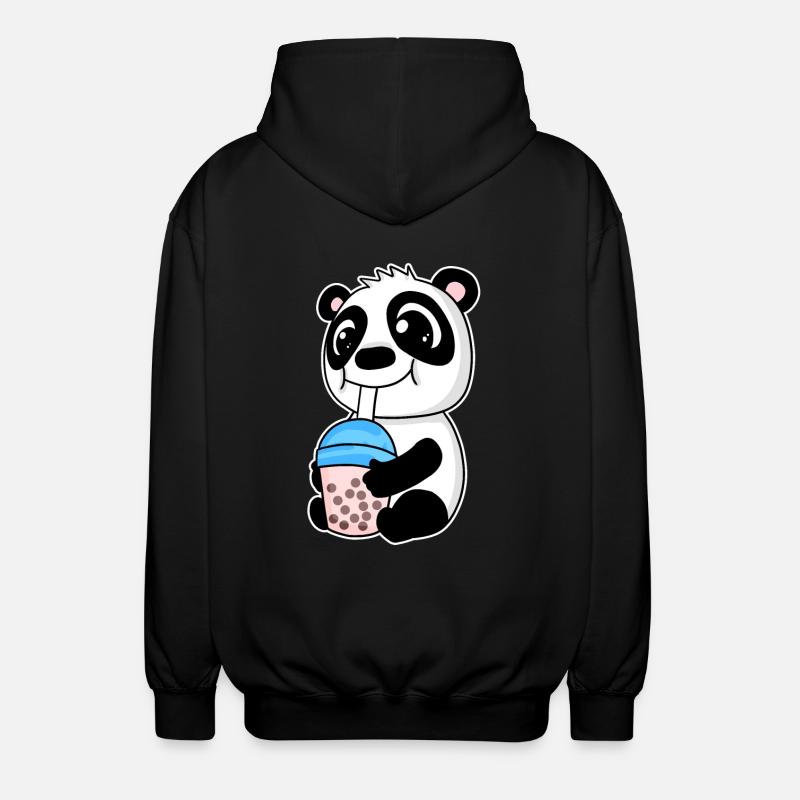 Bubble Tea Panda - Unisex Hooded Jacket - black