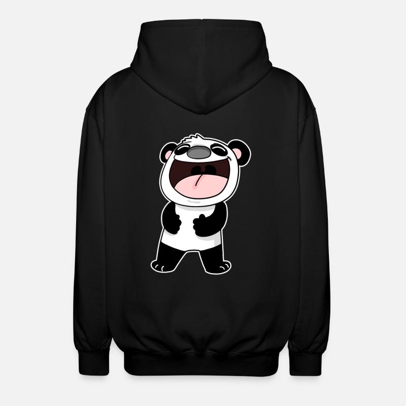 Sweet laughing panda bear - Unisex Hooded Jacket - black