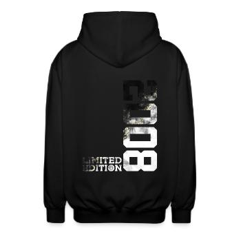 LIMITED EDITION 2008 COOL 18. GEBURTSTAG - Unisex Kapuzenjacke - Schwarz - Hinten - AI Model Male 185 light (185cm)