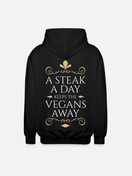Anti Vegan Fancy Steak Gold - Unisex Hooded Jacket - black