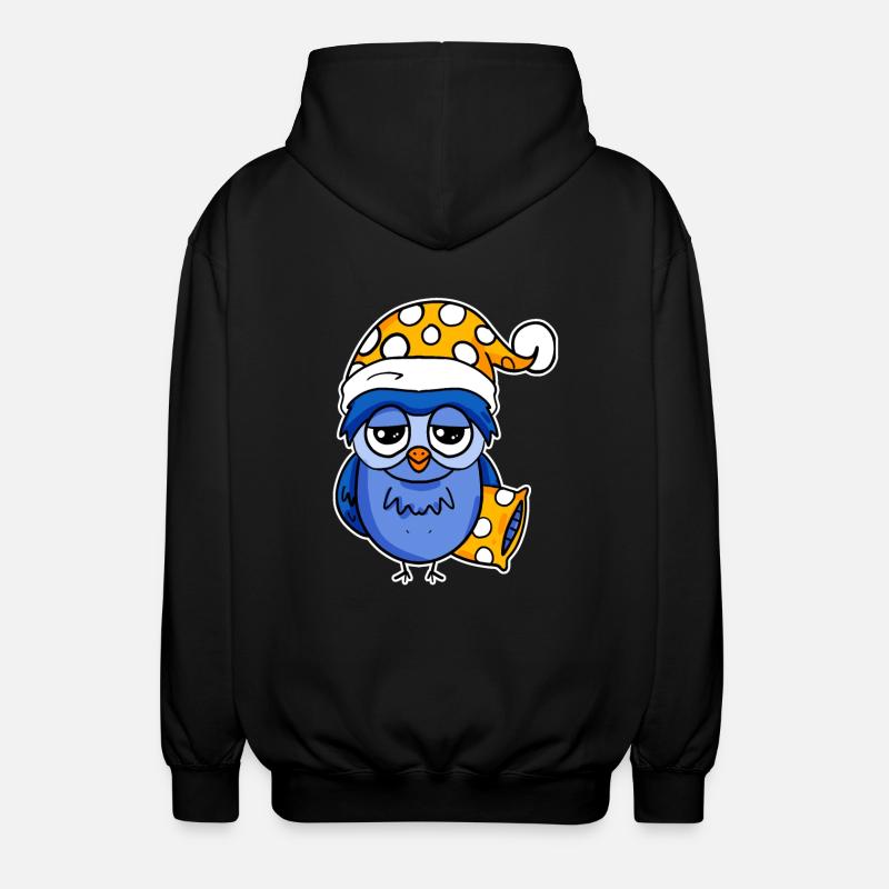 Early riser owl sleeping - Unisex Hooded Jacket - black