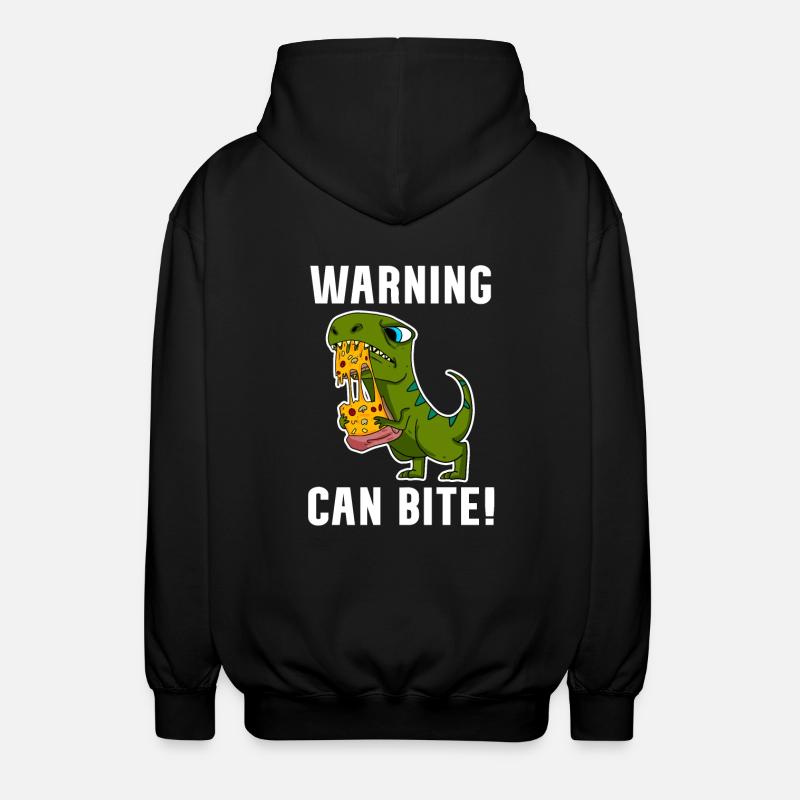 Dinosaurs with pizza - Unisex Hooded Jacket - black