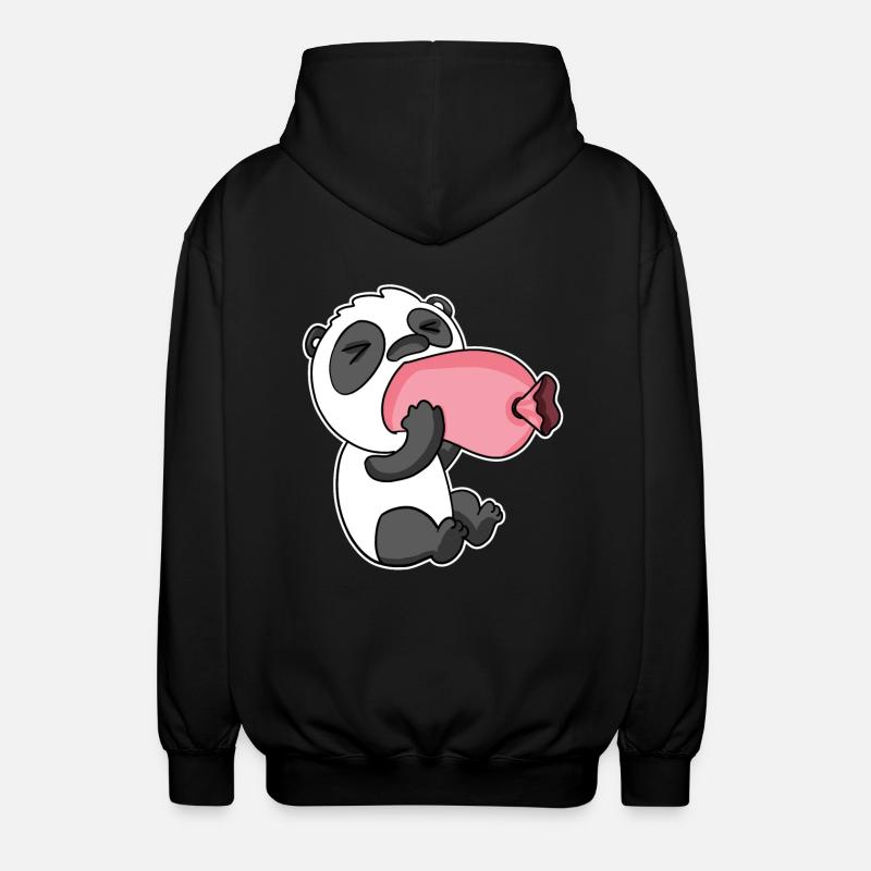 Panda mit Wurst - Unisex Kapuzenjacke - Schwarz