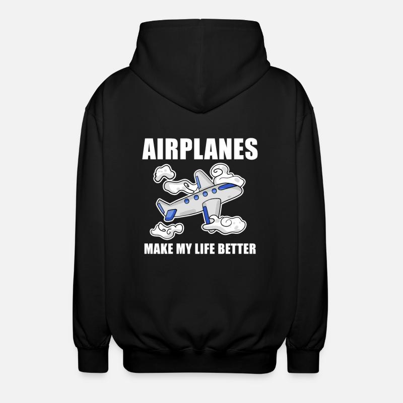 Flugzeug - Unisex Kapuzenjacke - Schwarz