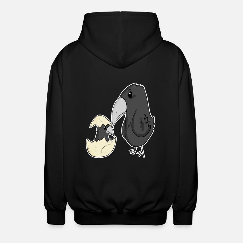 kråke med kråkeunge - Unisex-hettejakke - svart