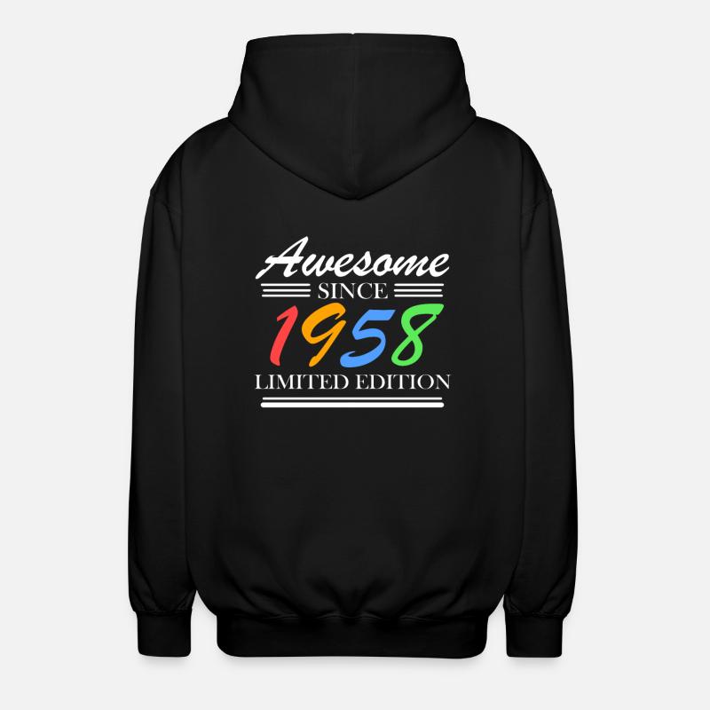 1958 - Born 1958 - Unisex Hooded Jacket - black