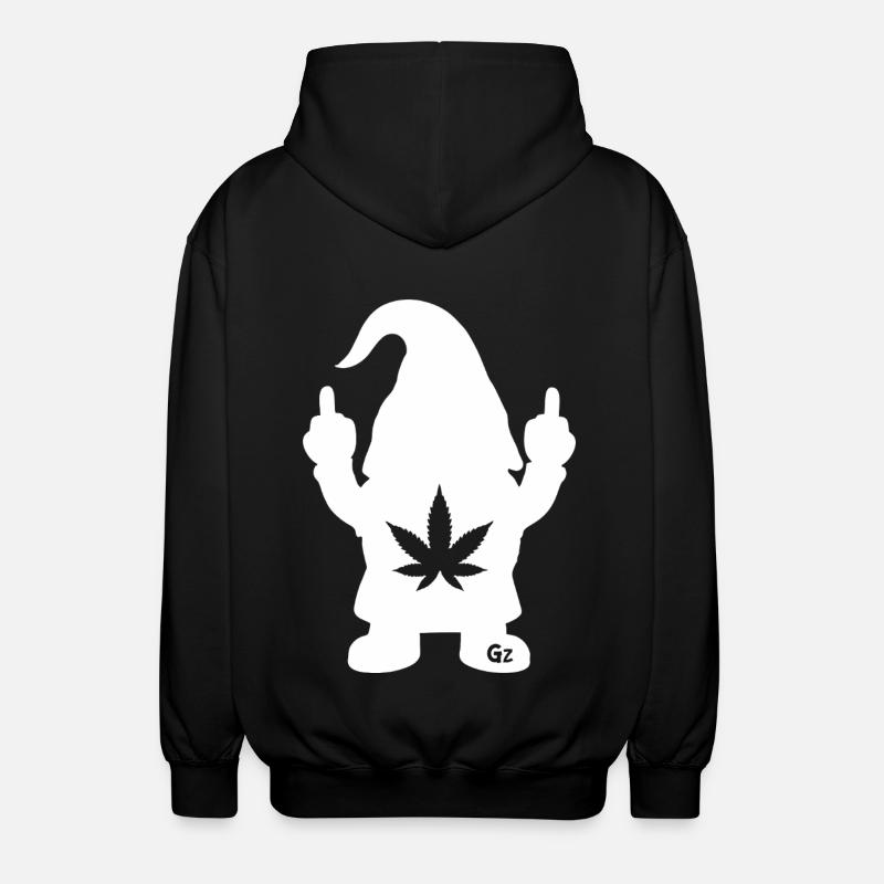 Frecher Zwerg mit Hanfblatt - Unisex Kapuzenjacke - Schwarz