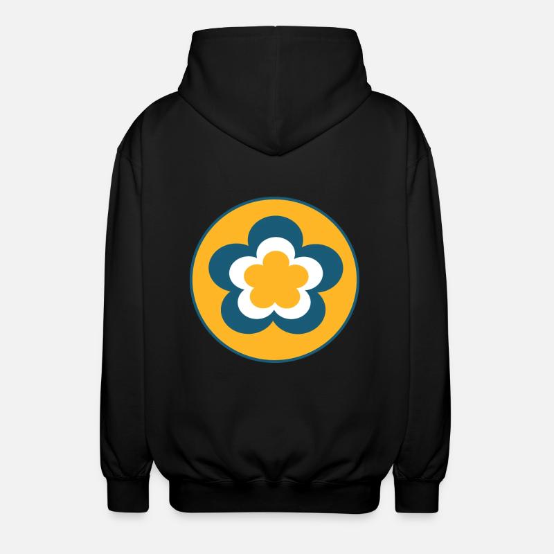 70er Jahre Blume Muster - Unisex Kapuzenjacke - Schwarz