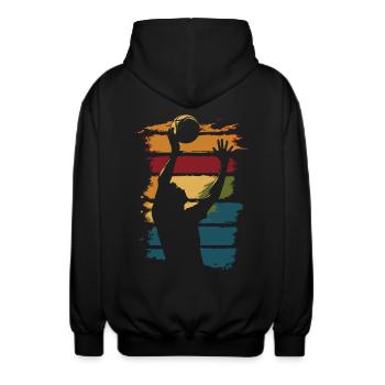 Volleyball Vintage Silhouette Volleyballspieler - Unisex Kapuzenjacke - Schwarz - Hinten - AI Model Male 185 light (185cm)