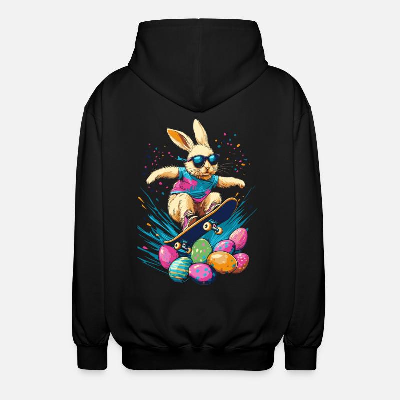 Lapin de Pâques Skateboard - Veste à capuche unisexe - noir