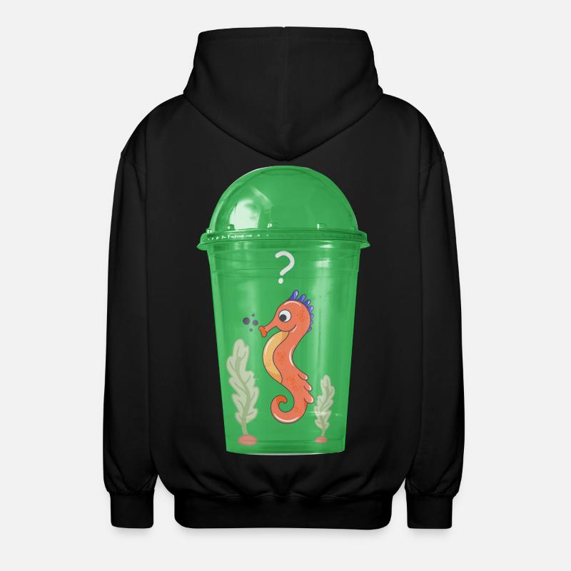 Seepferd im Becher - Unisex Kapuzenjacke - Schwarz