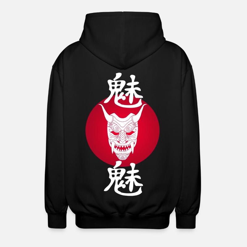 White Demon and Red Sun - Unisex Hooded Jacket - black