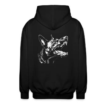 Angry Shepherd | by NatureBark - Unisex Kapuzenjacke - Schwarz - Hinten - AI Model Male 185 light (185cm)