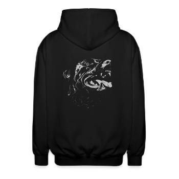 Angry Dog | by NatureBark - Unisex Hooded Jacket - black - Back - AI Model Male 185 light (185cm)