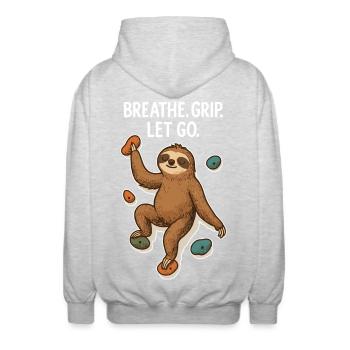 Paresseux Zen : Prise Lâche Grimpe - Veste à capuche unisexe - gris clair chiné - Dos - AI Model Male 185 light (185cm)