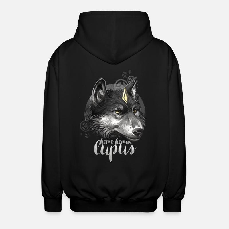 wolf1 - Unisex Kapuzenjacke - Schwarz