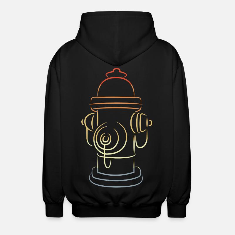 Retro Fire Hydrant - Unisex Hooded Jacket - black