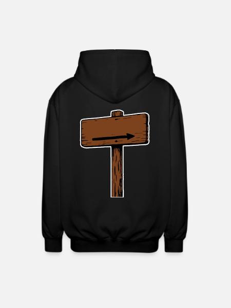 Holzschild Wegweiser Richtungspfeil - Unisex Kapuzenjacke - Schwarz