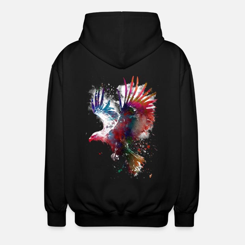 Bird eagle - Unisex Hooded Jacket - black