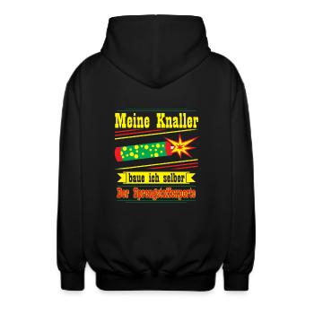 Sprengstoffexperte, silvester - Unisex Kapuzenjacke - Schwarz - Hinten - AI Model Male 185 light (185cm)