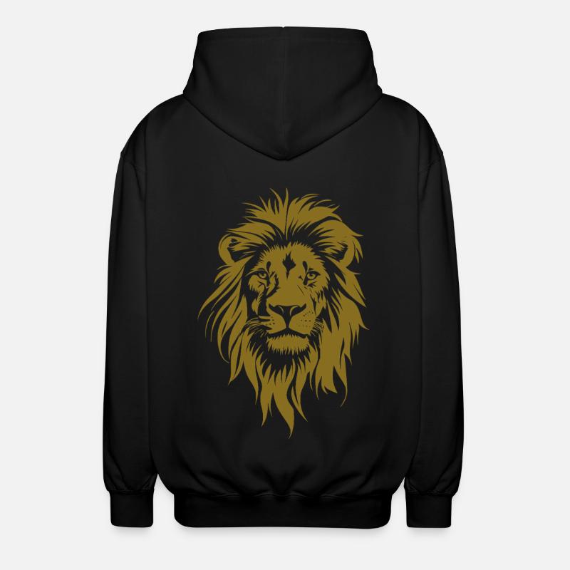 Visage de lion doré - Veste à capuche unisexe - noir