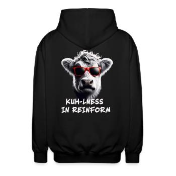 Lustige Kuh mit Sonnenbrille Witzige Sprüche Humor - Unisex Kapuzenjacke - Schwarz - Hinten - AI Model Male 185 light (185cm)